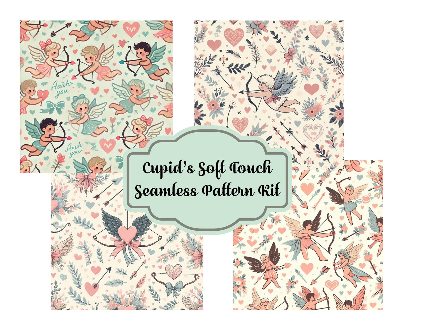 Cupid’s Soft Touch: 8-Page Seamless Pattern Paper Kit (Physical Item)