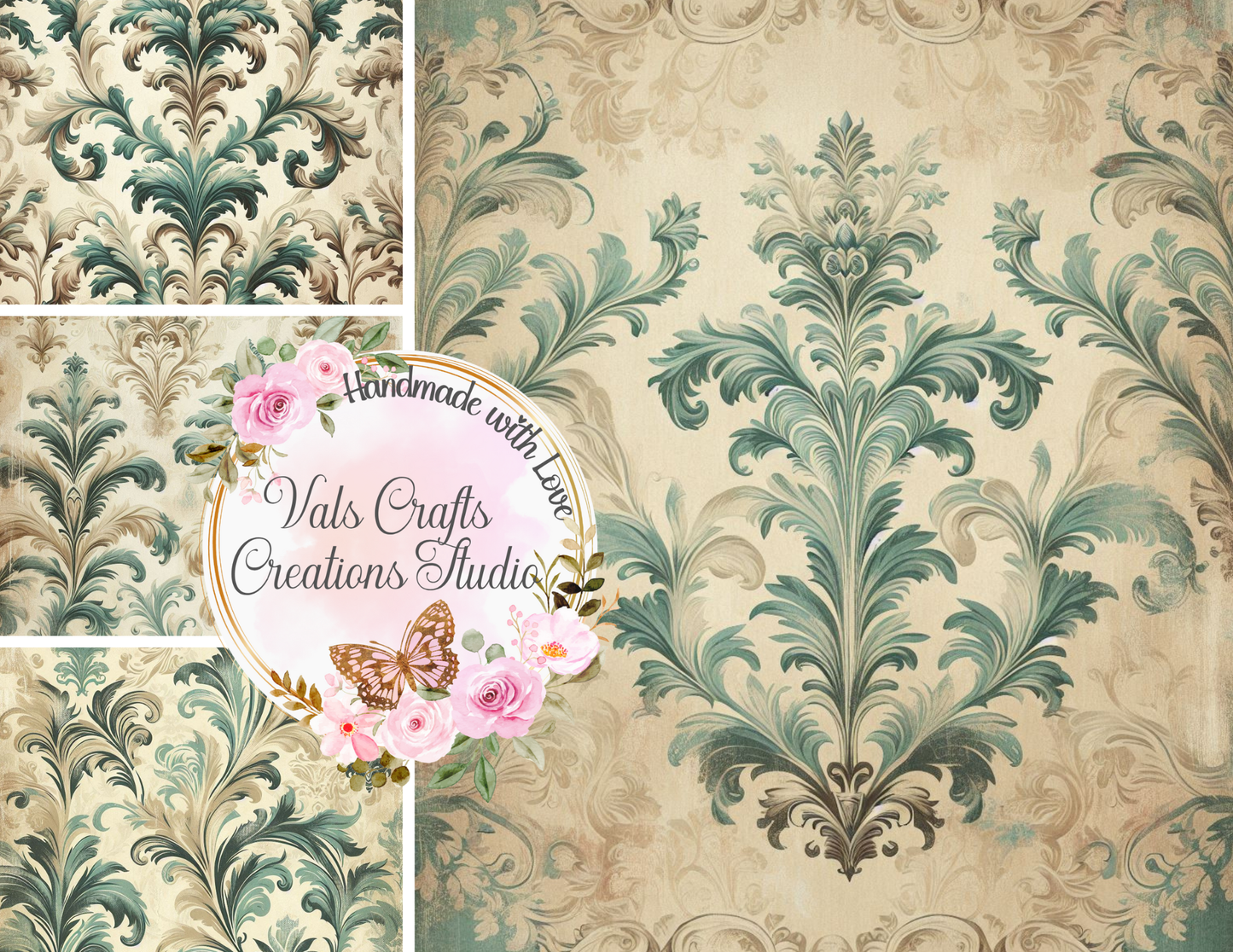 Dust & Damask – Vintage Background Paper Kit (Digital Copy)