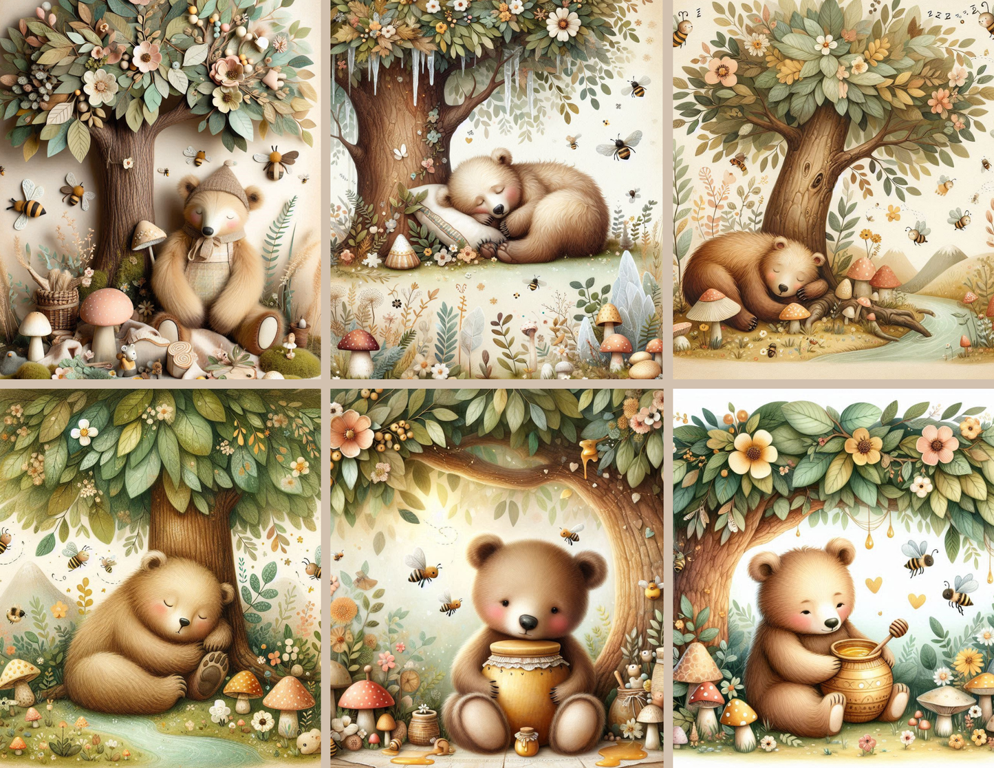 Gentle Forest Bear Background Paper Kit 23 Pages - Printed