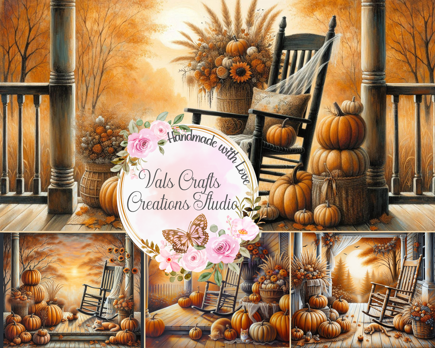 Porch & Parchment Autumn Watercolor Paper Kit 16- Printed Sheets 300 DPI