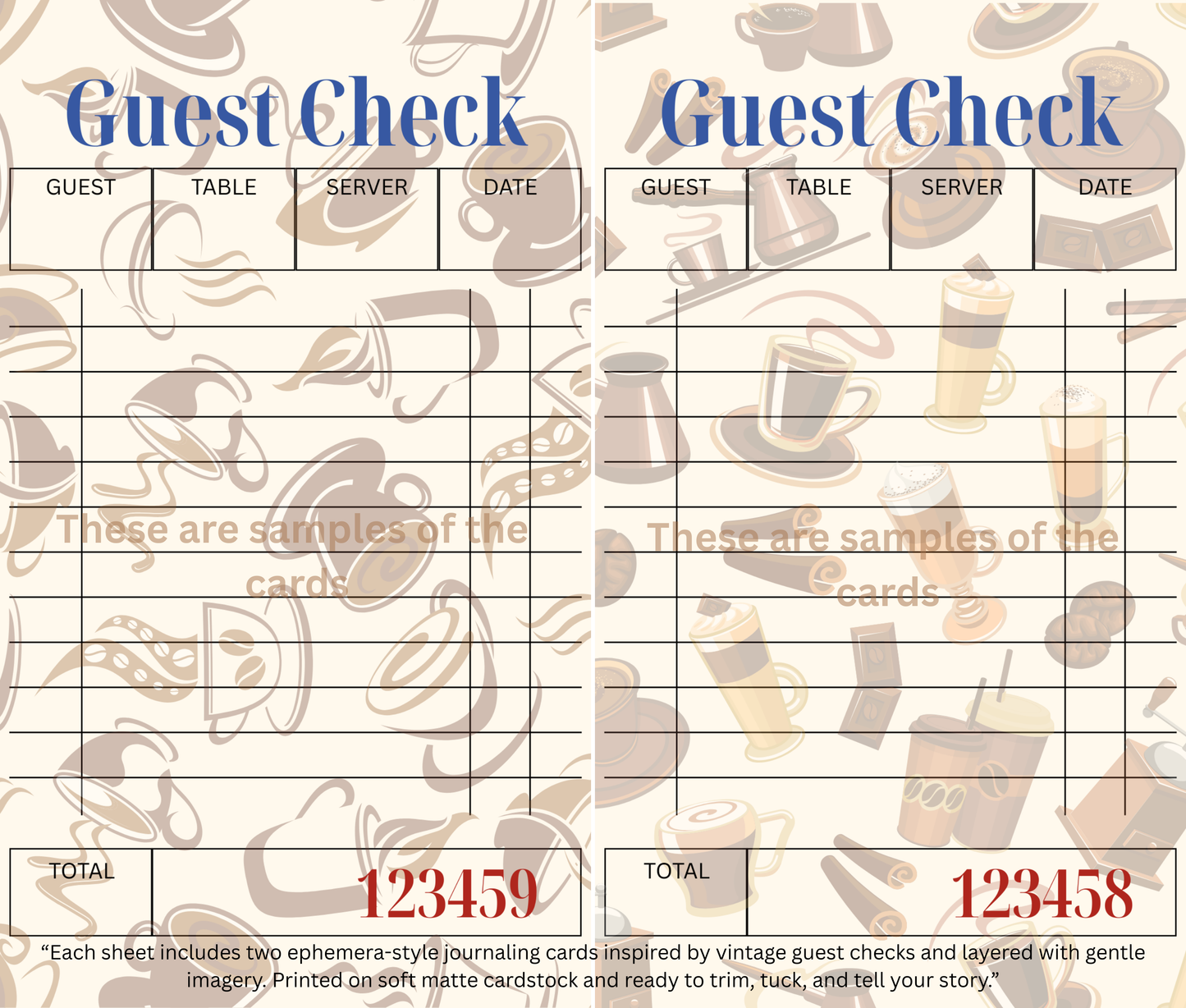 🌟 Coffee Orders – Themed Guest Check Set For cozy cafés and journaling sips 🌟