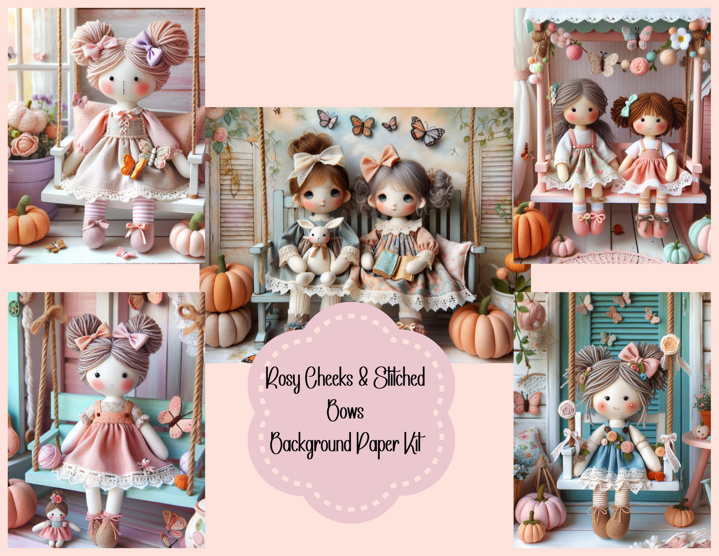 Rosy Cheeks & Stitched Bows – Background Paper Kit (Physical Kit)