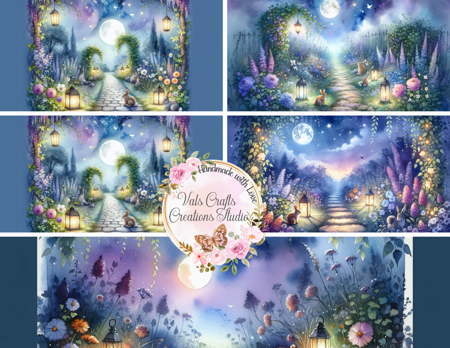 Indigo Bloom – 40-Page Handmade Digital Paper Kit