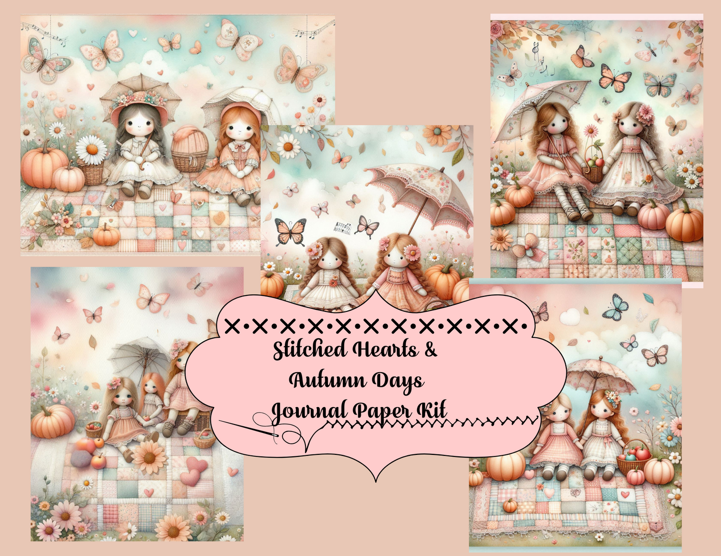 Stitched Hearts & Autumn Days Journal Paper Kit (Digital)