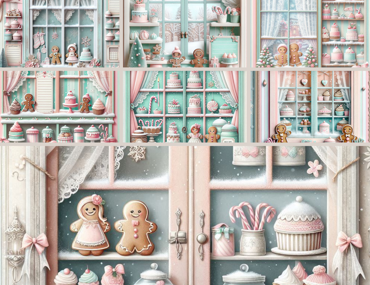 Frosted Gingerbread Tales Journal Kit - 47 Pastel Christmas Backgrounds & 14 Ephemera Pages