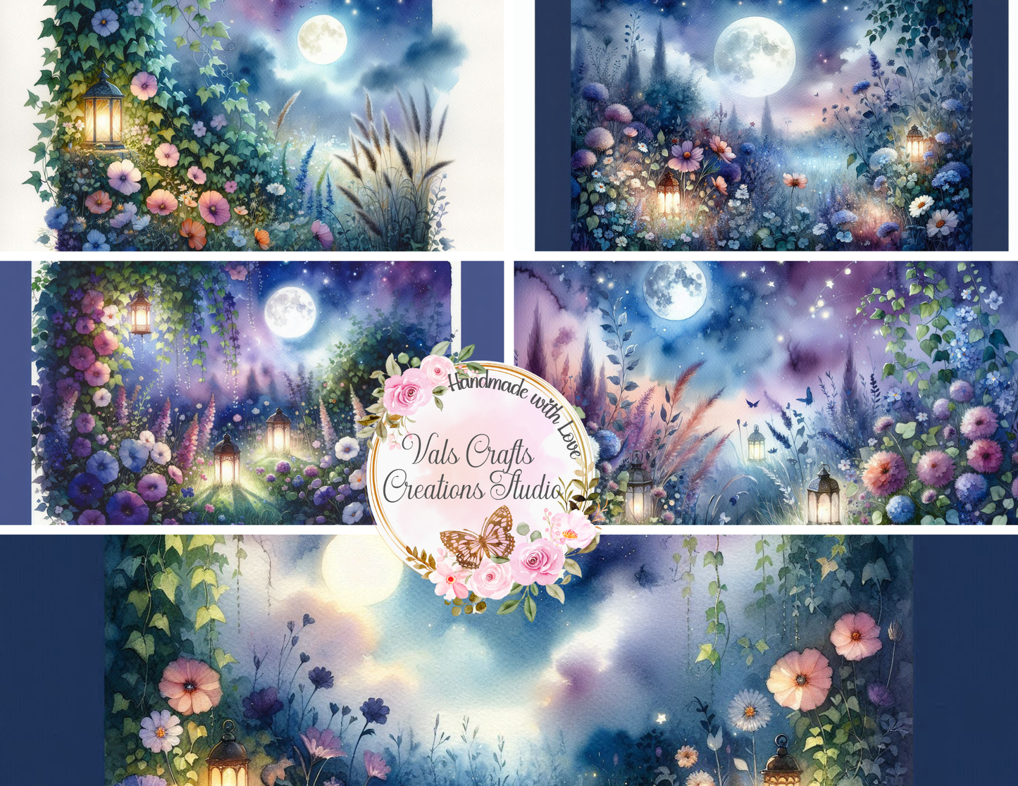 Indigo Bloom – 40-Page Handmade Digital Paper Kit