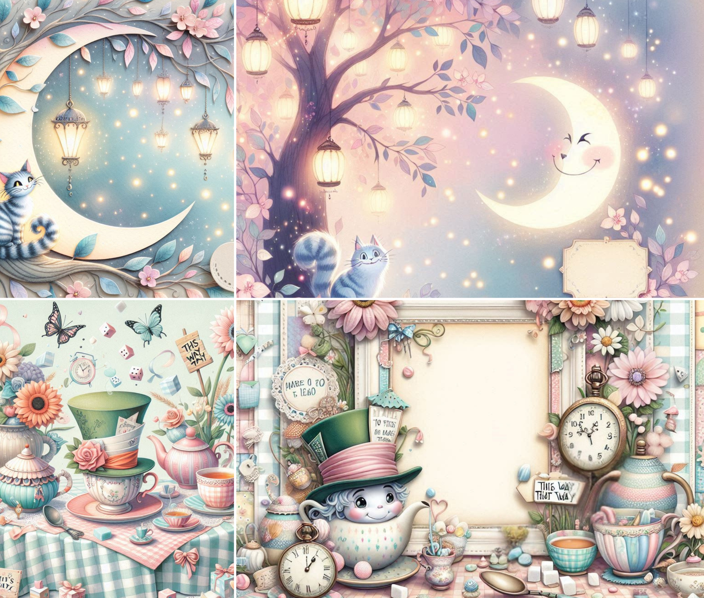 Through the Pastel Looking Glass – 32-Page Printed Wonderland Background Kit