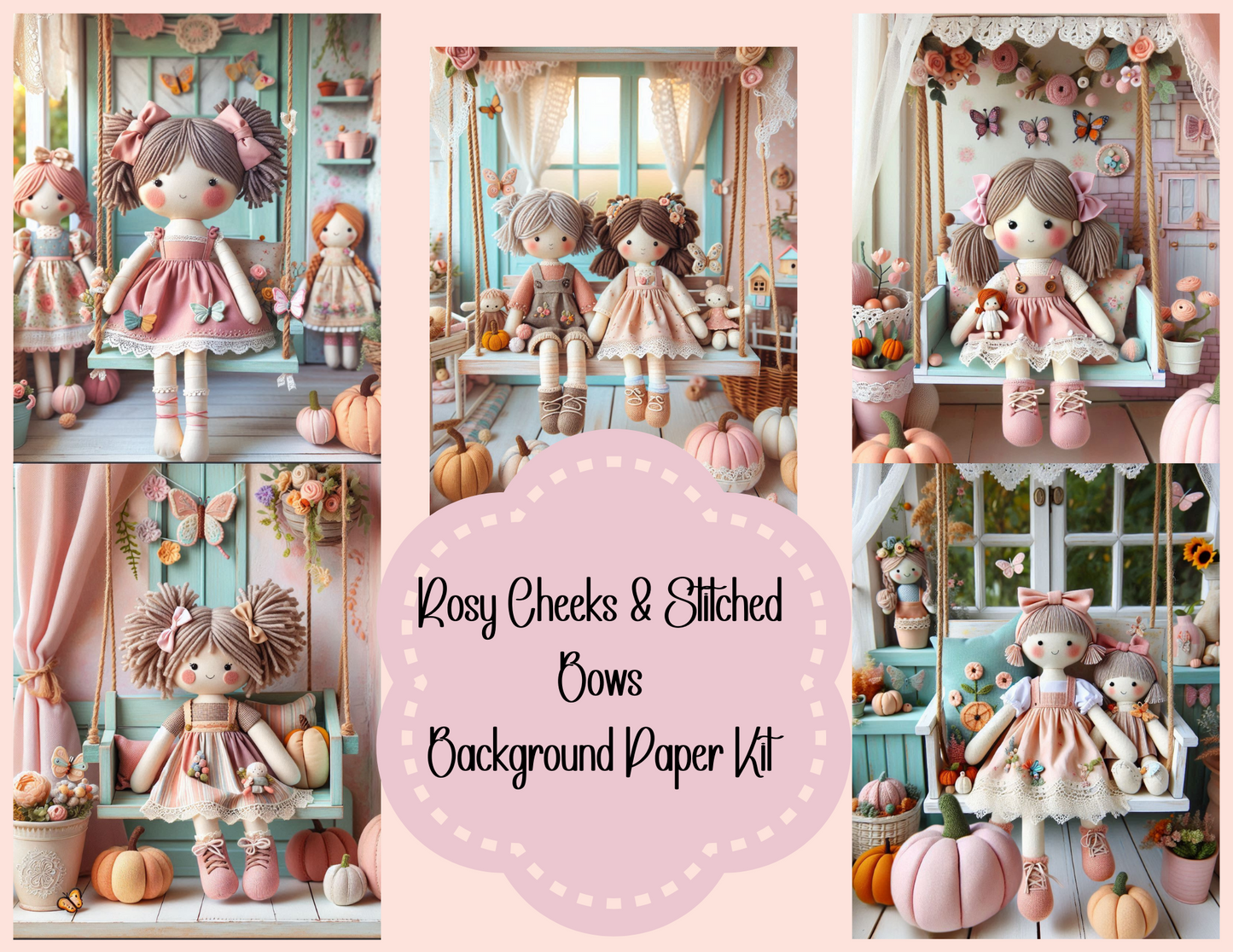 Rosy Cheeks & Stitched Bows – Background Paper Kit (Physical Kit)