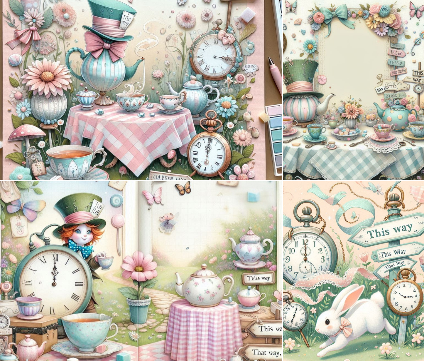 Through the Pastel Looking Glass – 32-Page Printed Wonderland Background Kit