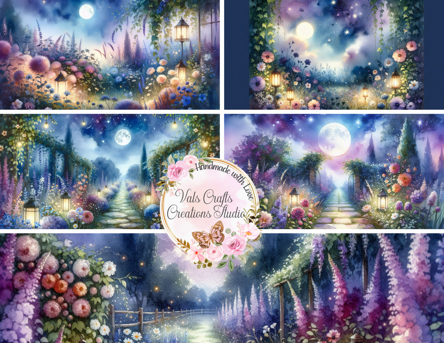 Indigo Bloom – 40-Page Handmade Digital Paper Kit