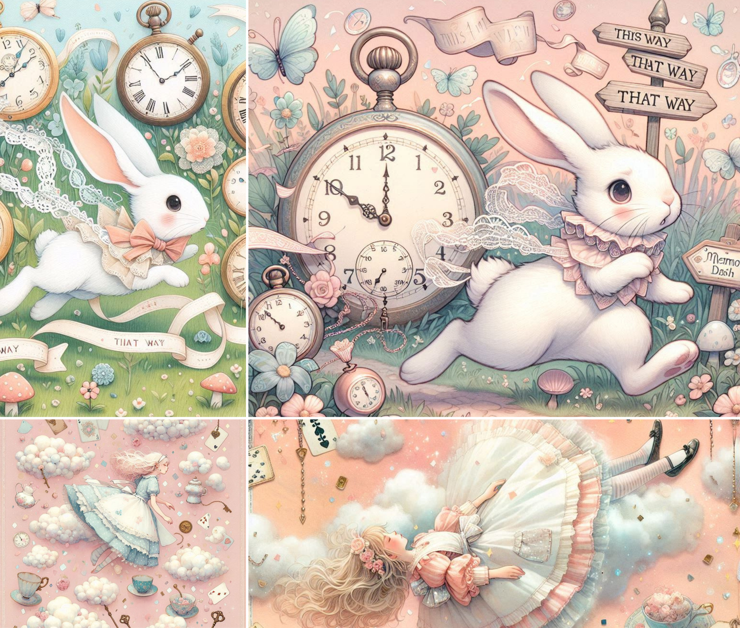 Through the Pastel Looking Glass – 32-Page Digital Background Paper Kit