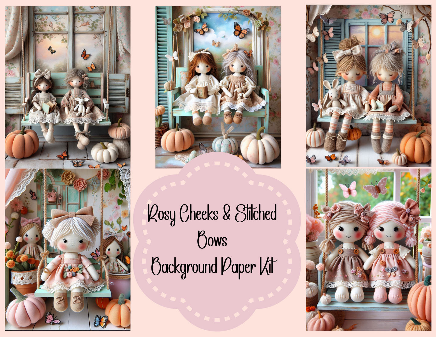Rosy Cheeks & Stitched Bows – Background Paper Kit (Physical Kit)