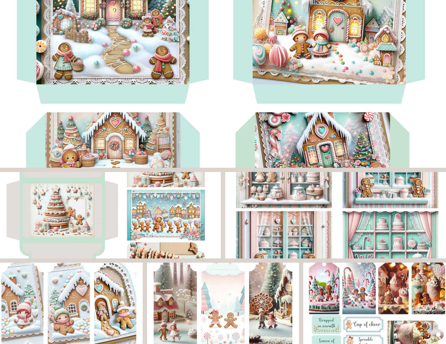 Frosted Gingerbread Tales Journal Kit – 47 Backgrounds + 14 Ephemera Pages