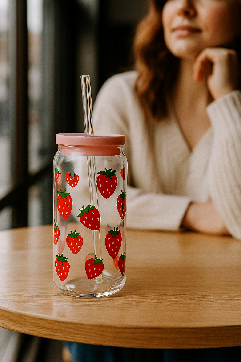 Berry Whimsy – 16oz Strawberry Glass Tumbler