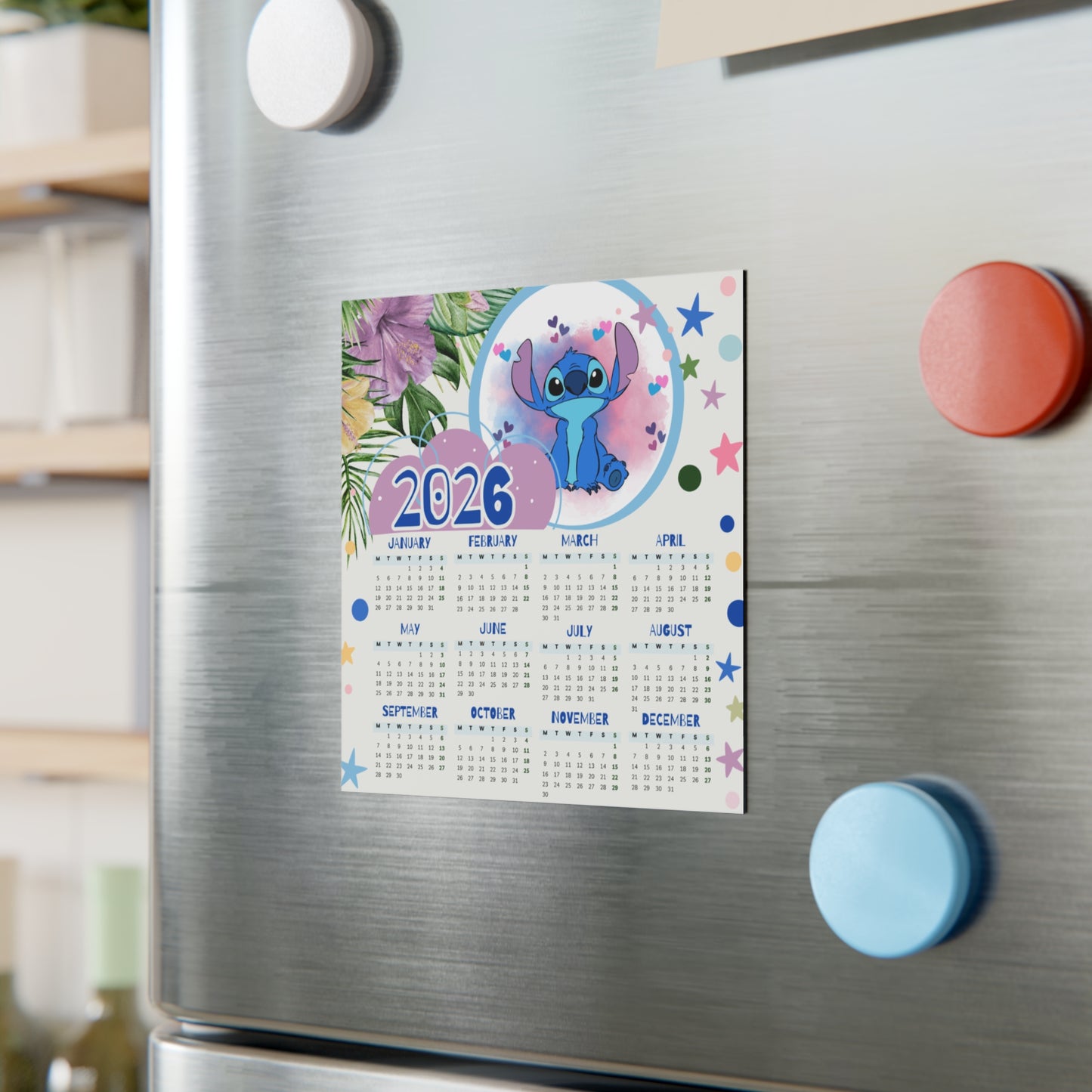 Blue Whimsy 2026 Magnet Calendar