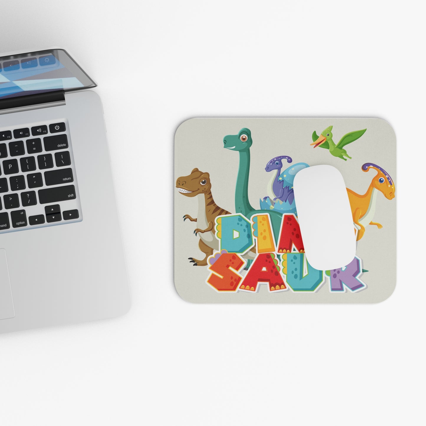 Rawr & Ready – Colorful Dinosaur Mouse Pad (Standard or Personalized)