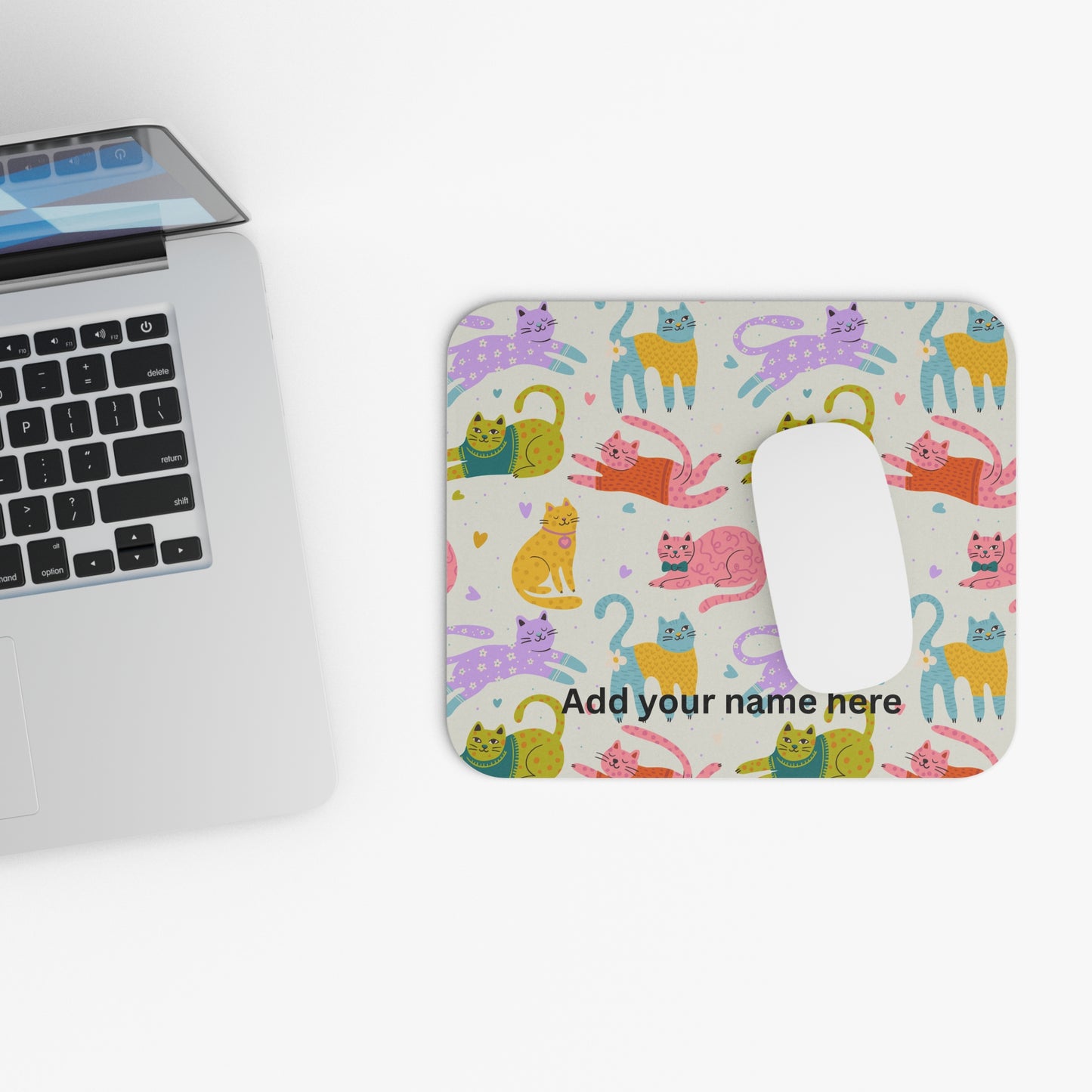 Colorful Companions – Playful Cat Desk Mat