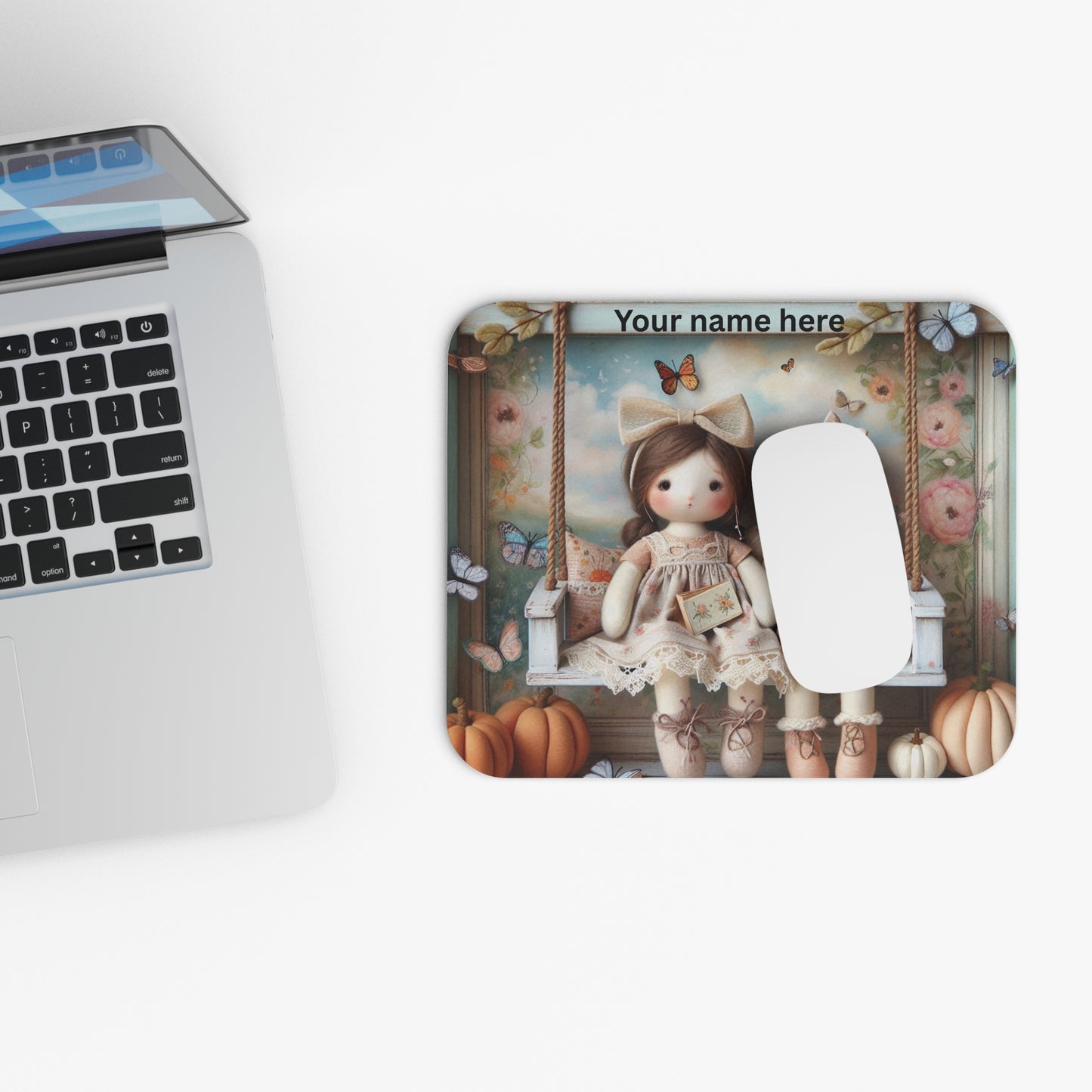 Pastel Porch Companions – Cloth Doll Mousepad (Standard or Personalized)