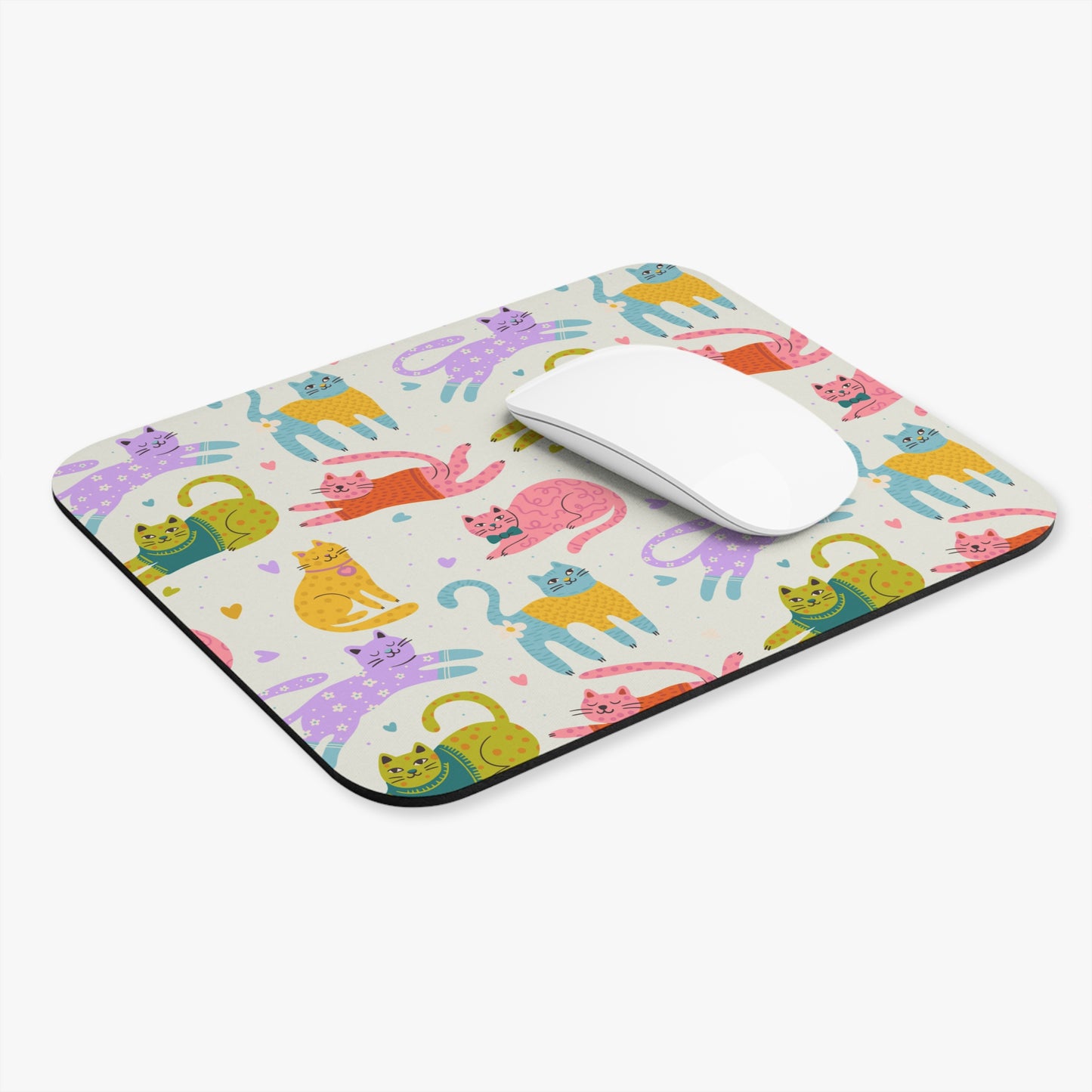 Colorful Companions – Playful Cat Desk Mat