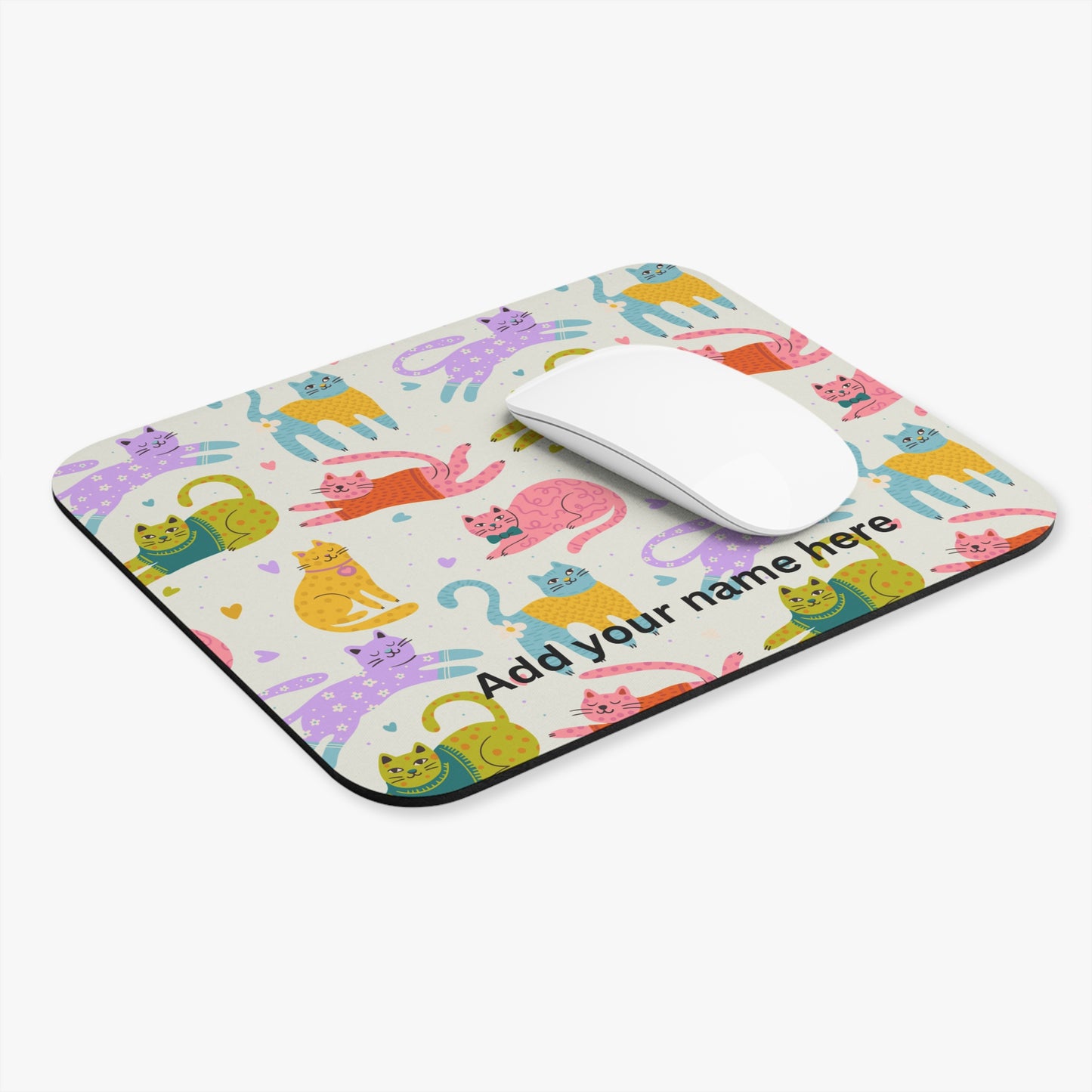 Colorful Companions – Playful Cat Desk Mat