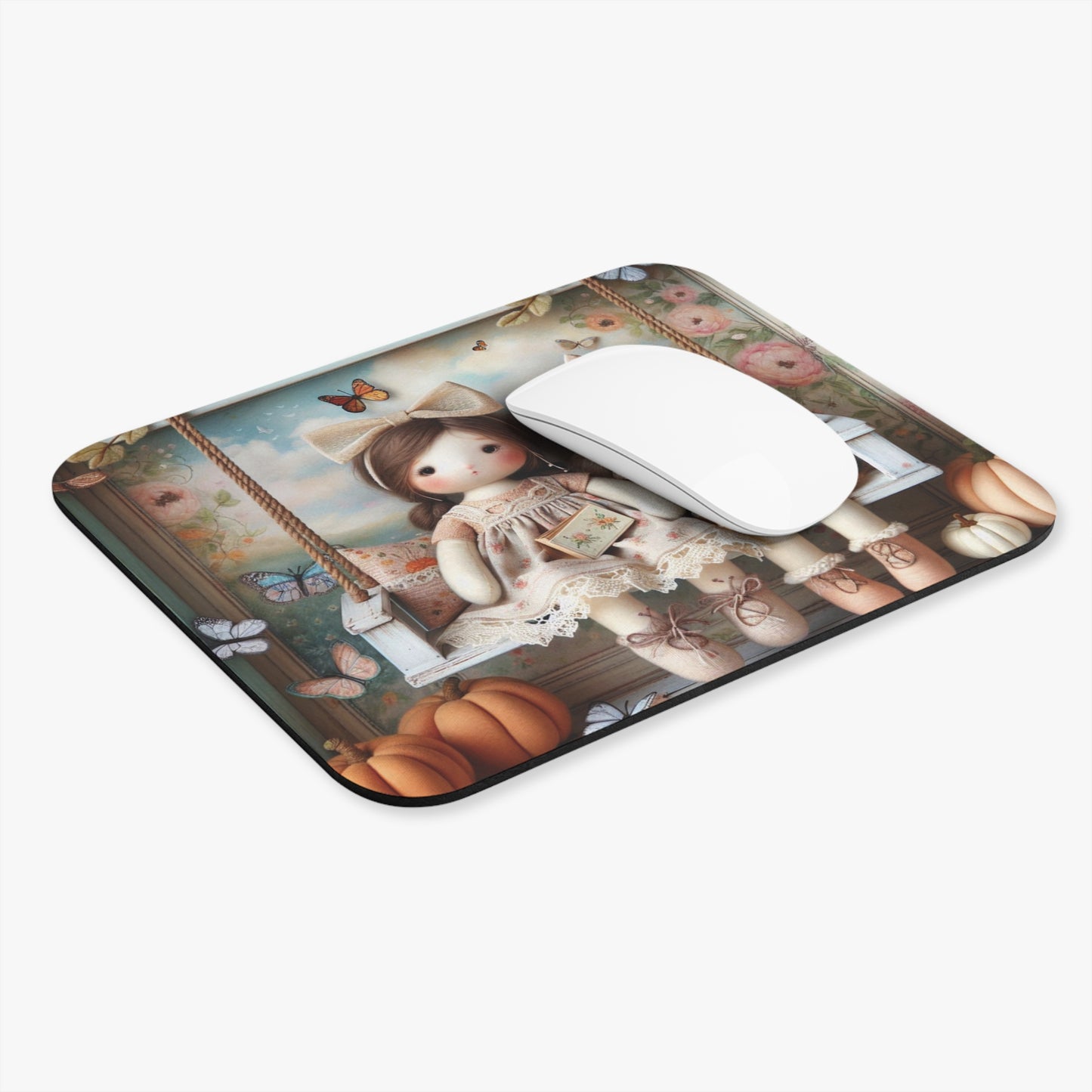 Pastel Porch Companions – Cloth Doll Mousepad (Standard or Personalized)