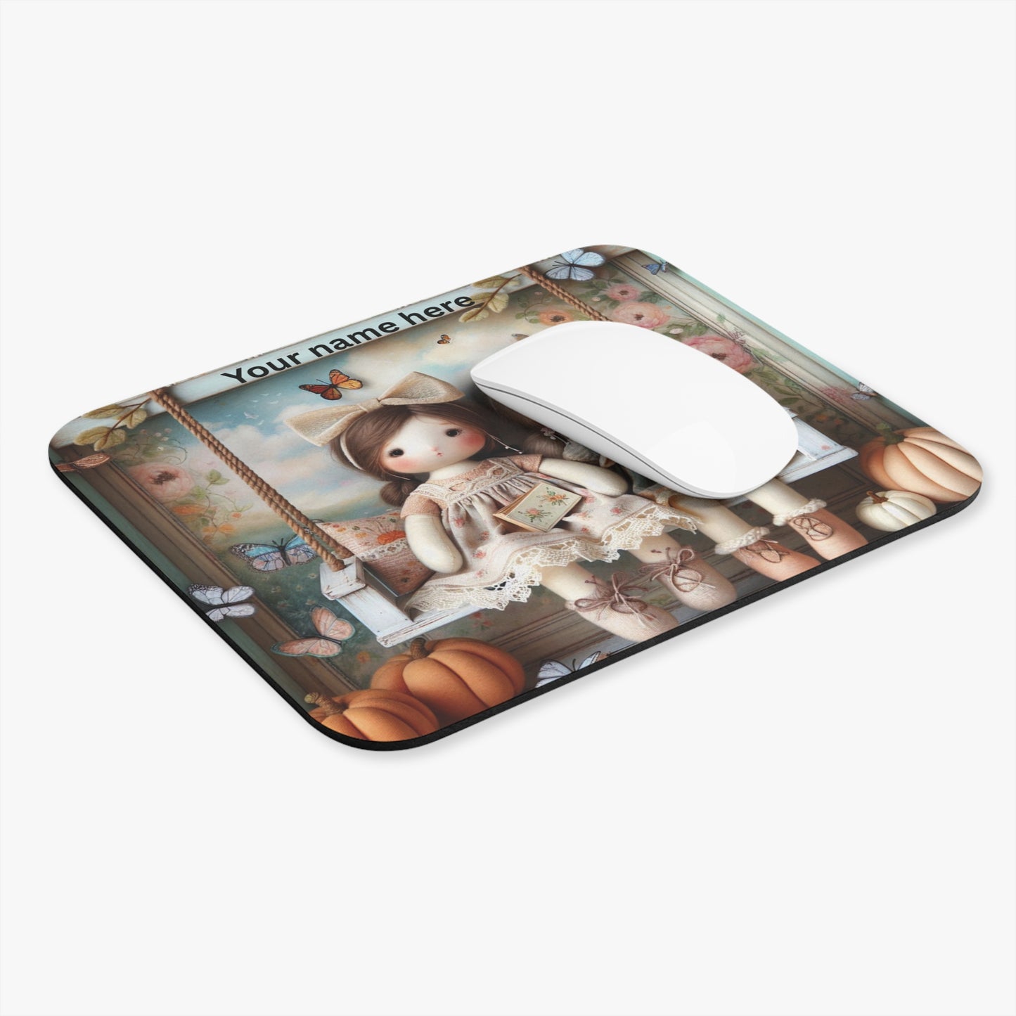 Pastel Porch Companions – Cloth Doll Mousepad (Standard or Personalized)