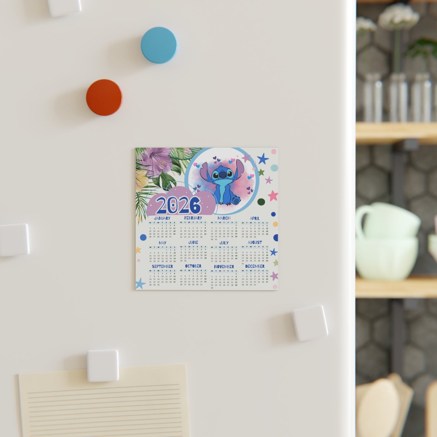 Blue Whimsy 2026 Magnet Calendar