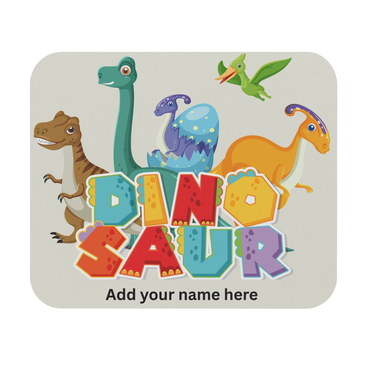 Rawr & Ready – Colorful Dinosaur Mouse Pad (Standard or Personalized)