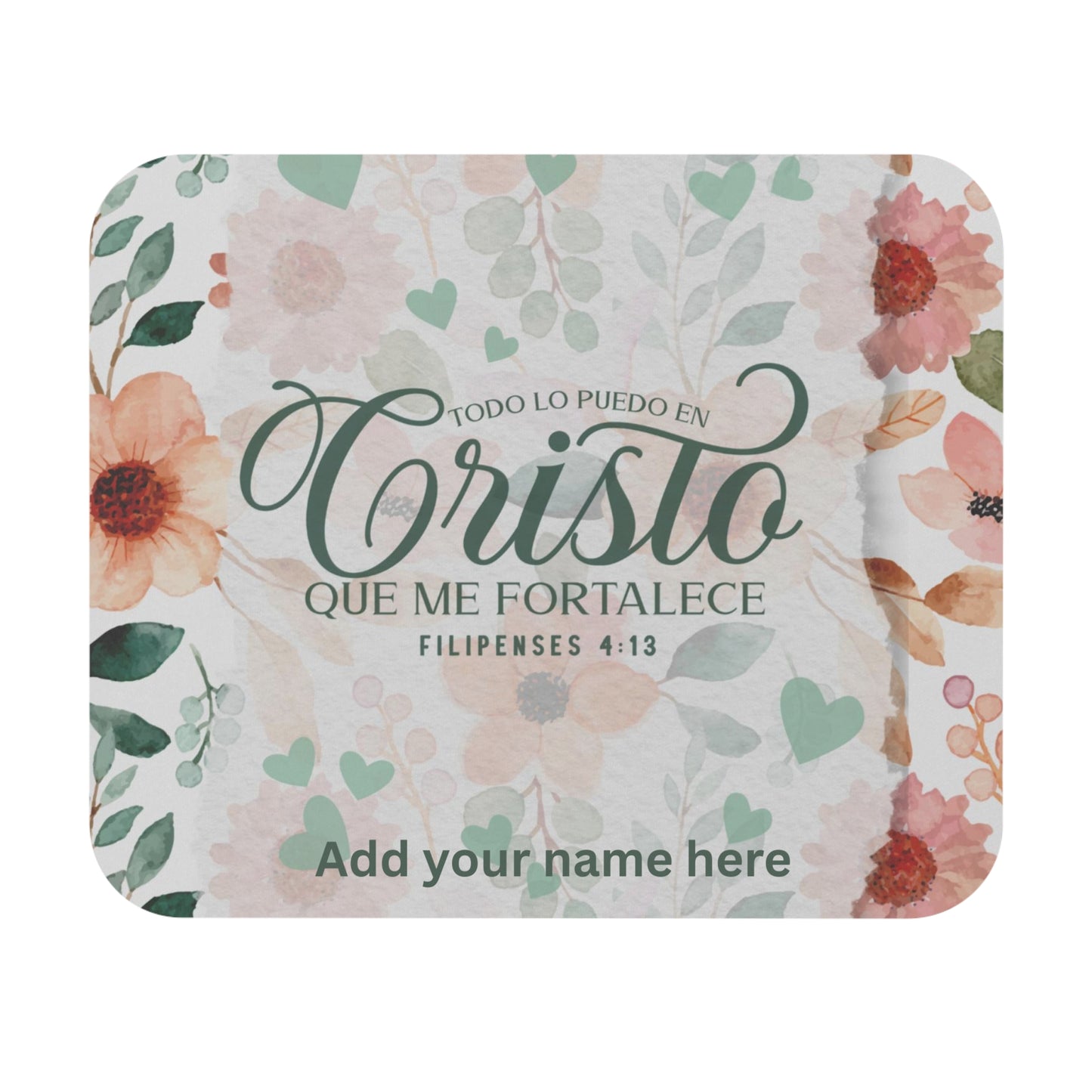 Personalized Christian Desk Mousepad- Todo lo Puedo en Cristo