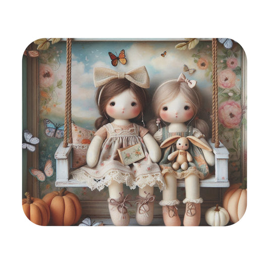 Pastel Porch Companions – Cloth Doll Mousepad (Standard or Personalized)