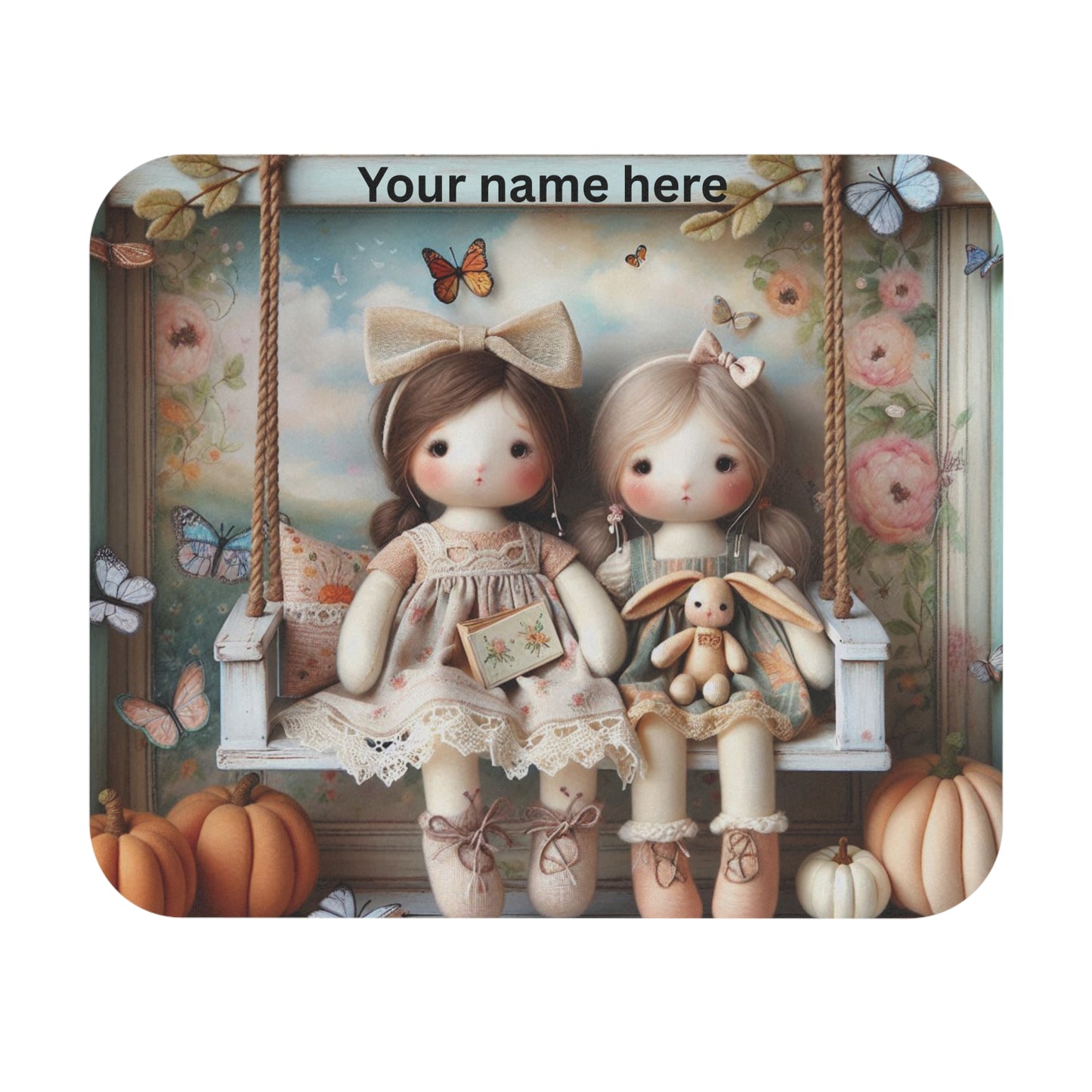 Pastel Porch Companions – Cloth Doll Mousepad (Standard or Personalized)