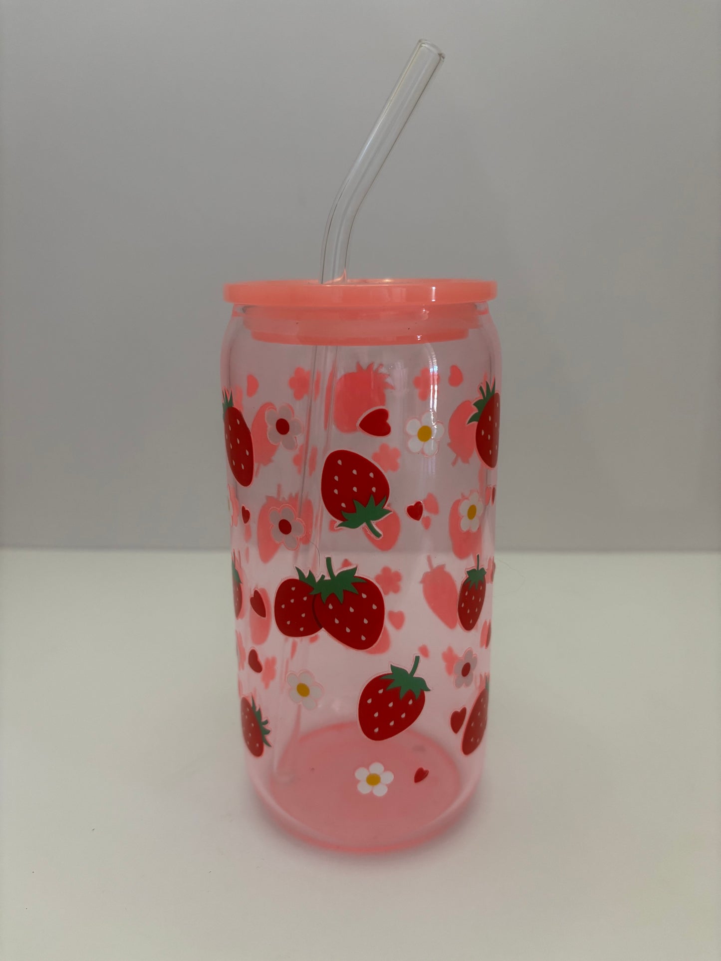 Berry Whimsy – 16oz Strawberry Glass Tumbler