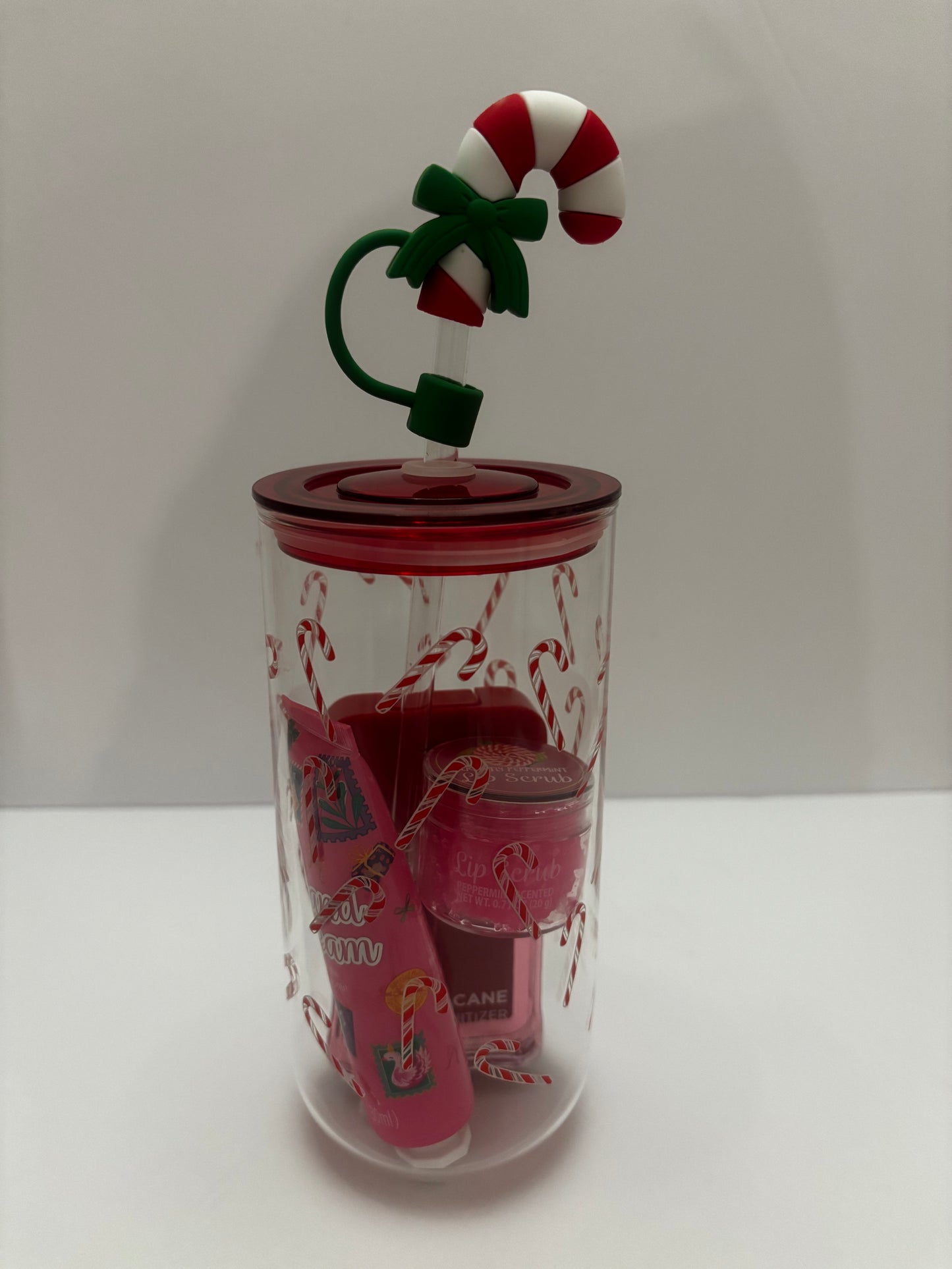 Candy Cane Glass Clear Tumbler Gift Kit – Peppermint Bliss Edition