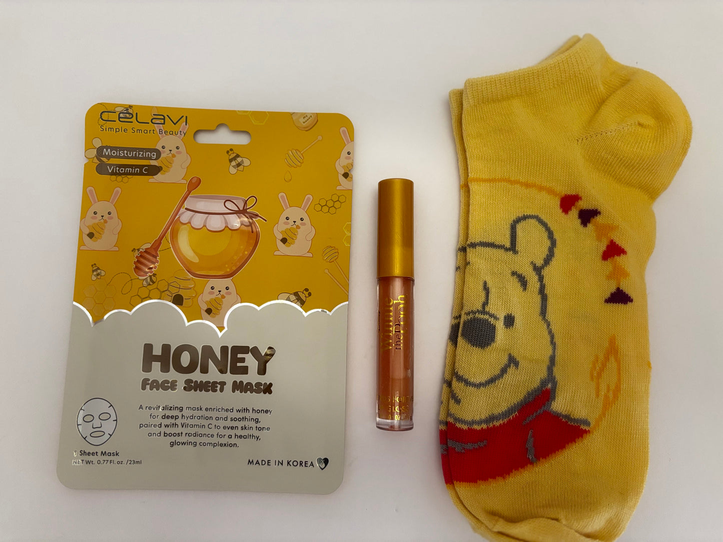 Honey Bear Cozy Bundle – Handled Tumbler + Socks, Lip Gloss & Mask 1