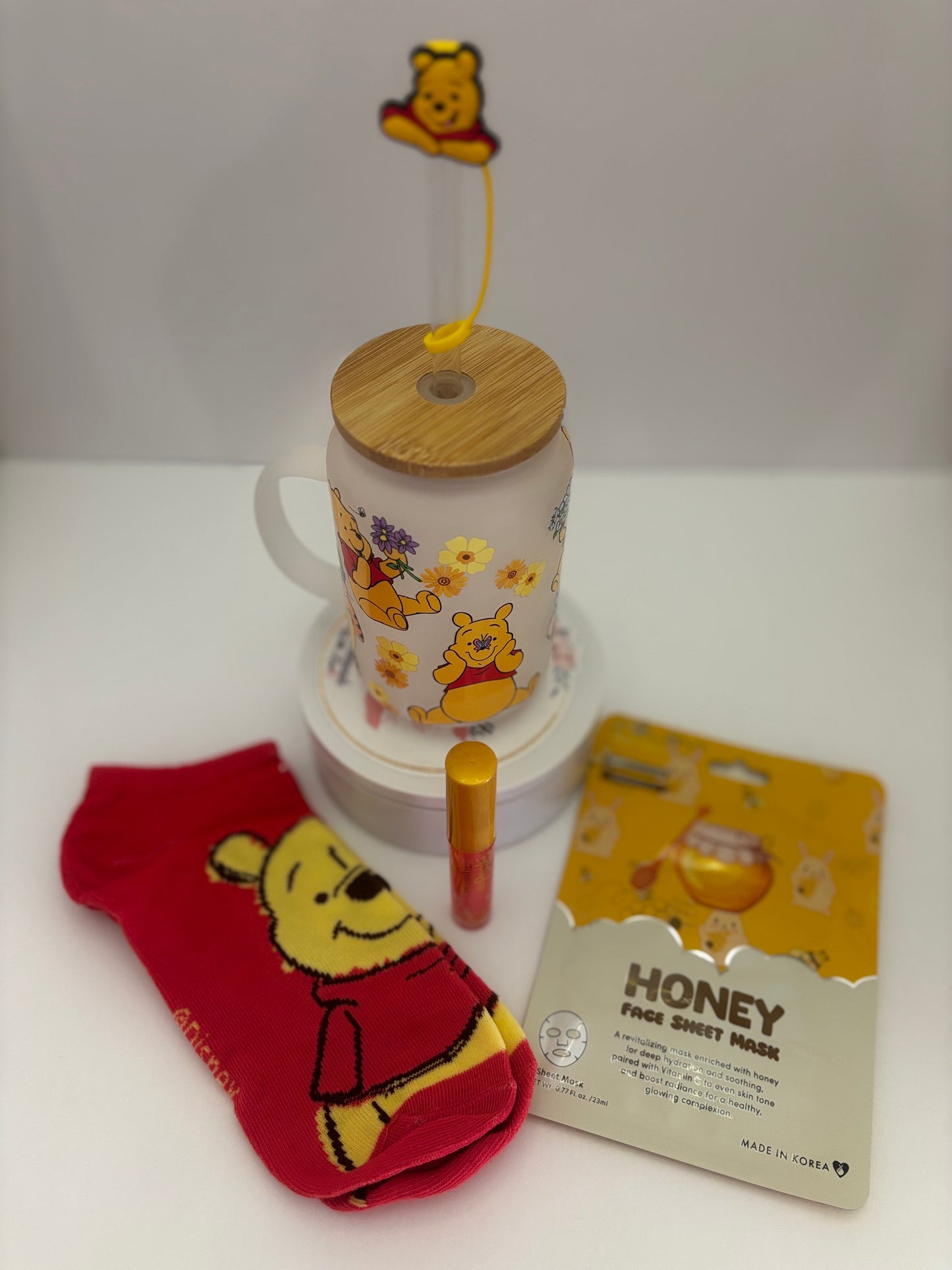 Honey Bear Cozy Bundle – Handled Tumbler + Socks, Lip Gloss & Mask 2