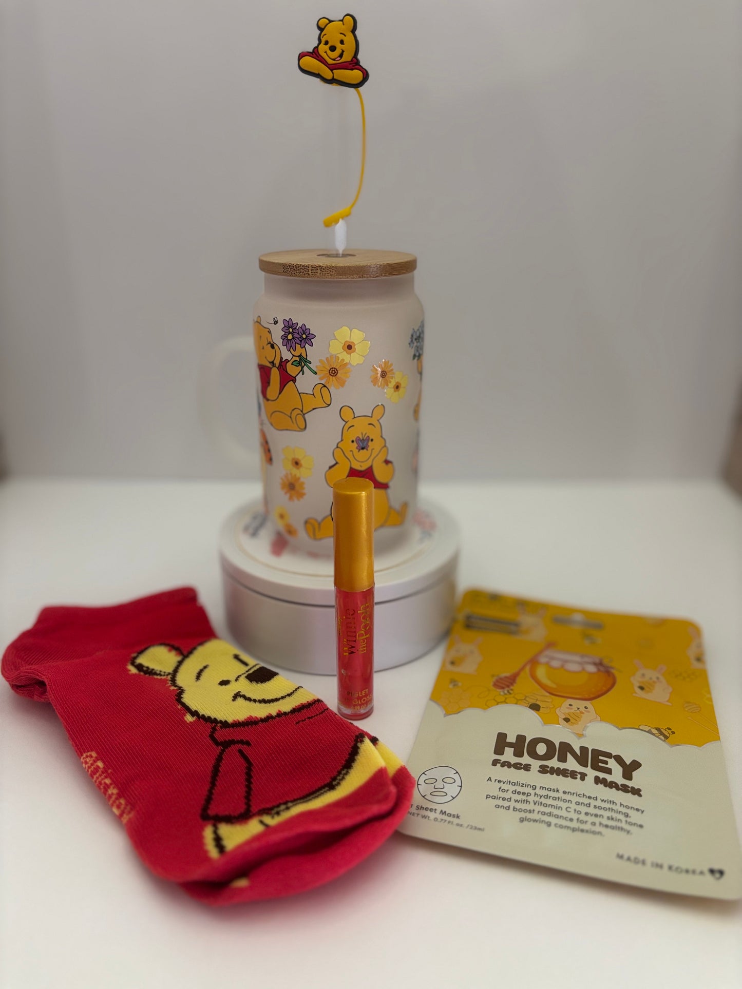 Honey Bear Cozy Bundle – Handled Tumbler + Socks, Lip Gloss & Mask 2