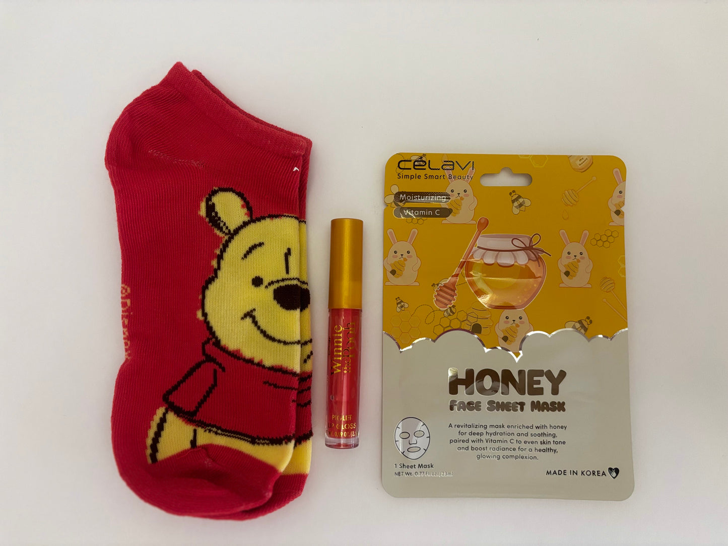 Honey Bear Cozy Bundle – Handled Tumbler + Socks, Lip Gloss & Mask 2