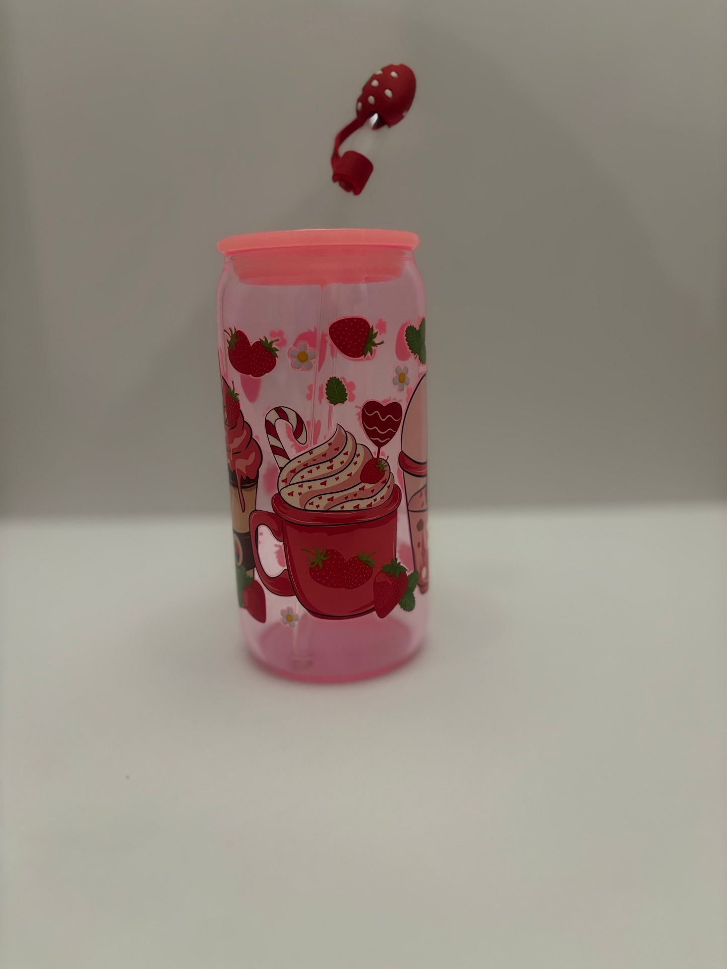 Berry Whimsy Sip & Care Bundle – 16 oz Strawberry Tumbler - Socks, Lip Gloss and Sanitizer