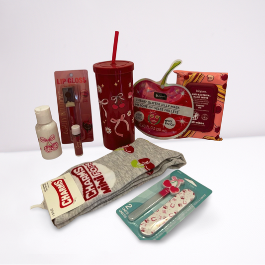 Cherries & Bows Tumbler Self‑Care Bundle 3 Red Designs + Cherry Beauty Essentials