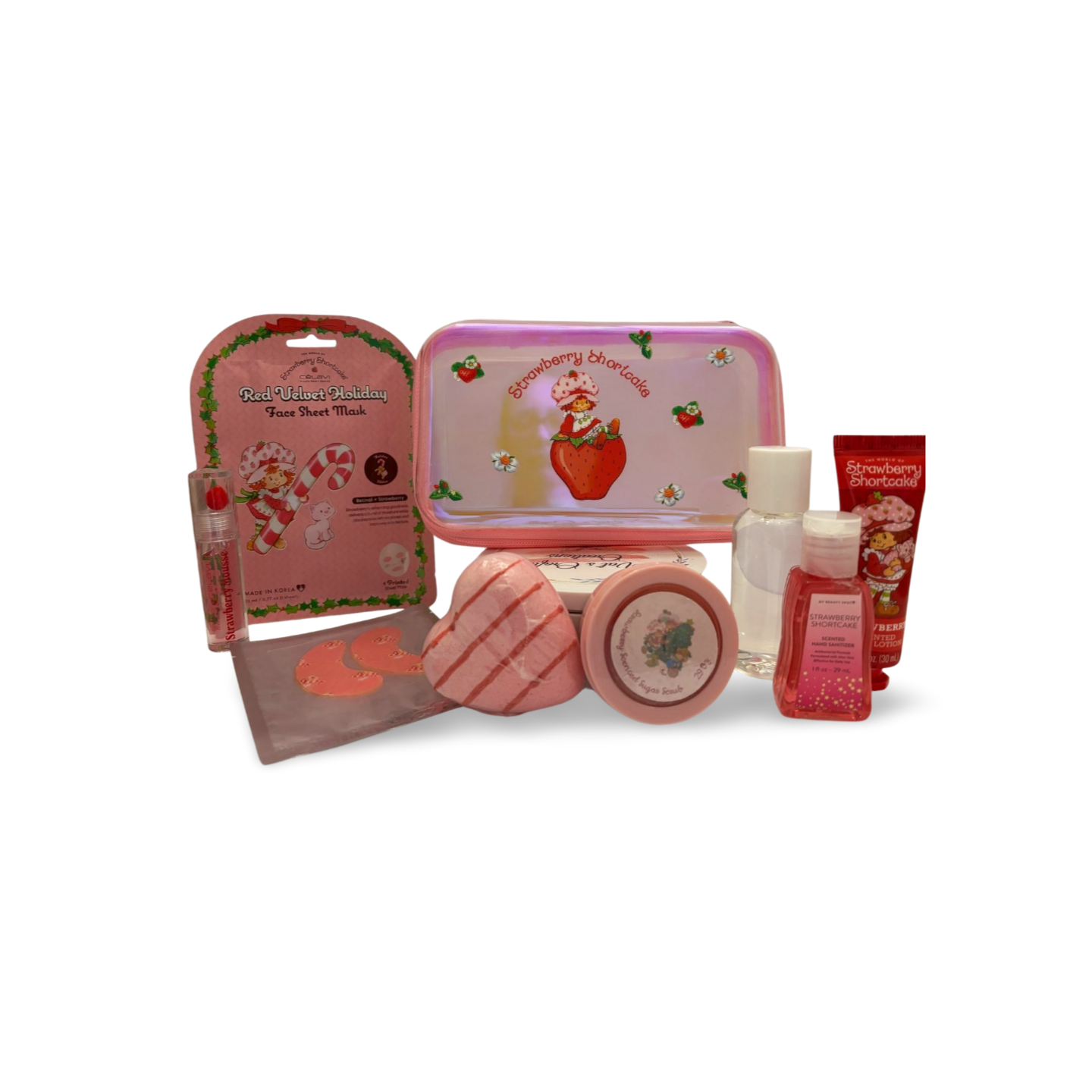 Strawberry Shortcake Hard Case Self‑Care Bundle 3 Designs (White & Pink) + Bath & Beauty Essentials