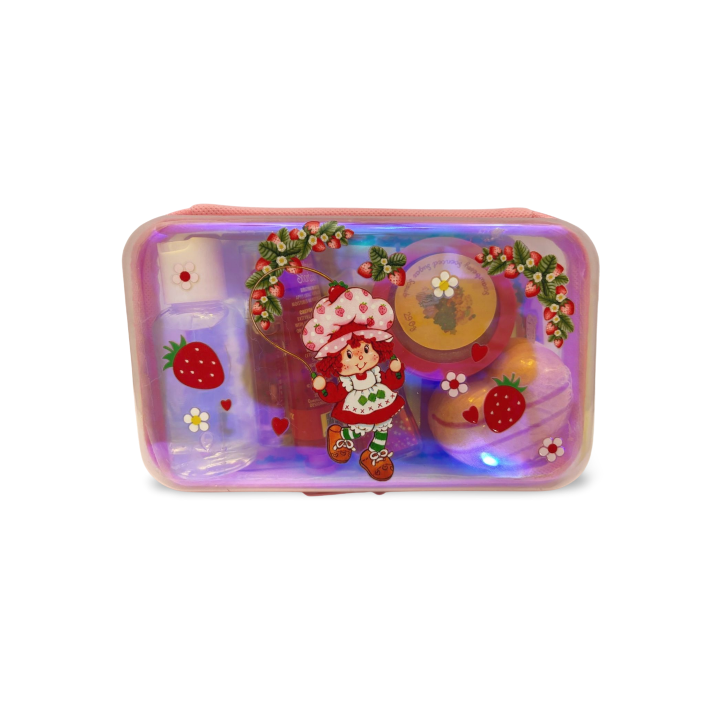 Strawberry Shortcake Hard Case Self‑Care Bundle 3 Designs (White & Pink) + Bath & Beauty Essentials