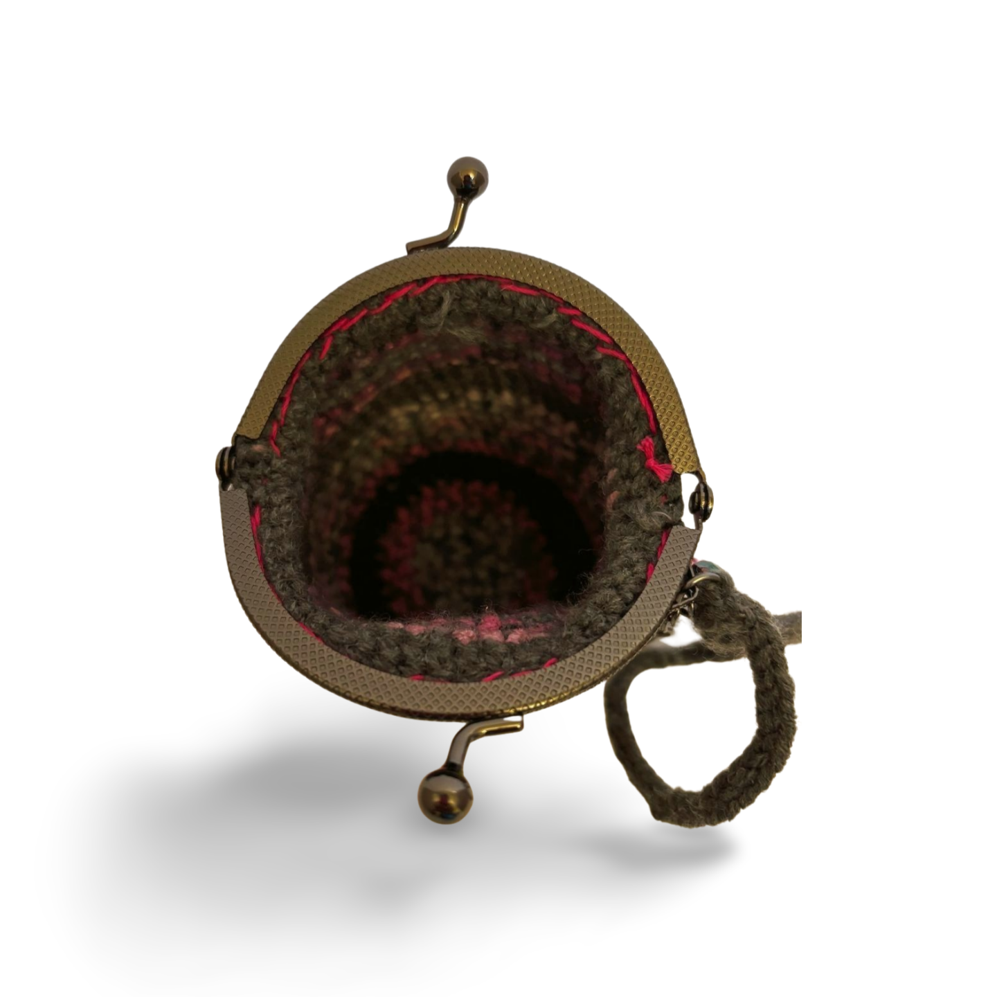 Multicolor Crochet Coin Purse with Floral Design • Handmade with Clasp Frame & Crocheted Handle