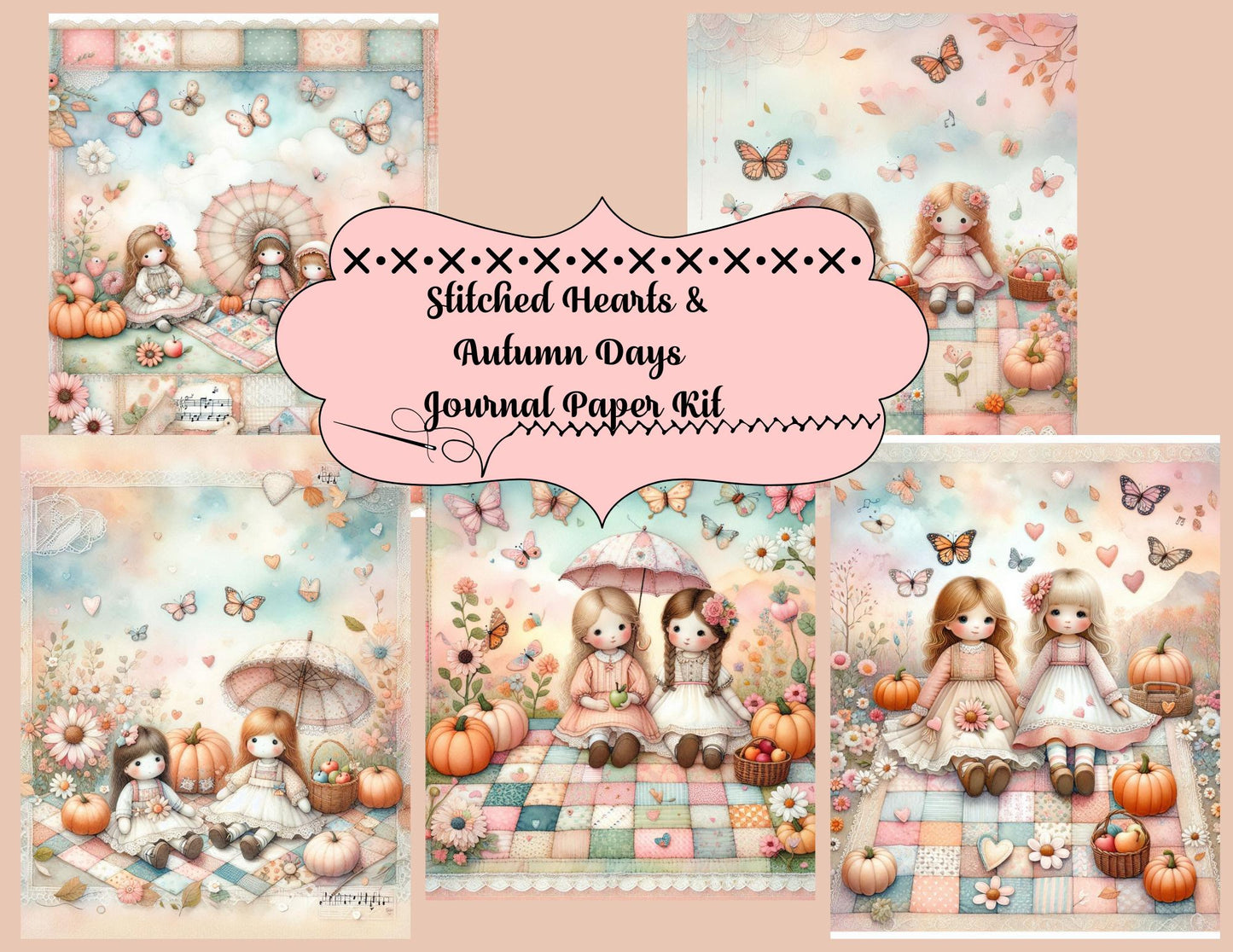 Stitched Hearts & Autumn Days Journal Paper Kit (Physical Item)