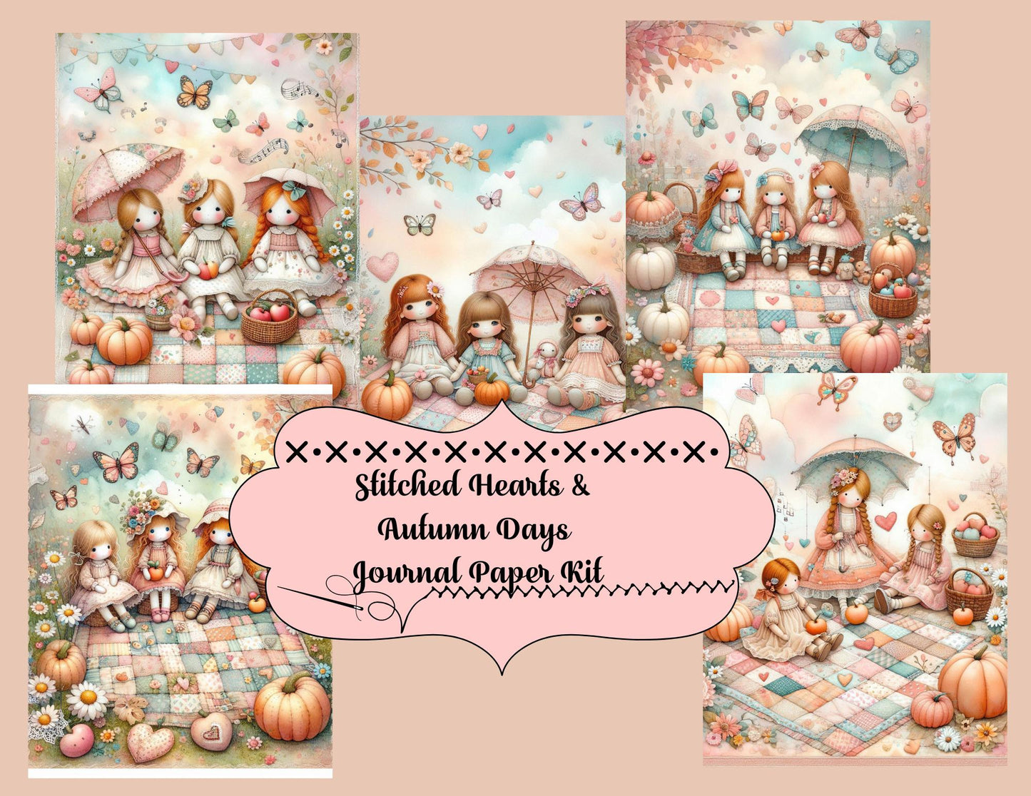 Stitched Hearts & Autumn Days Journal Paper Kit (Physical Item)
