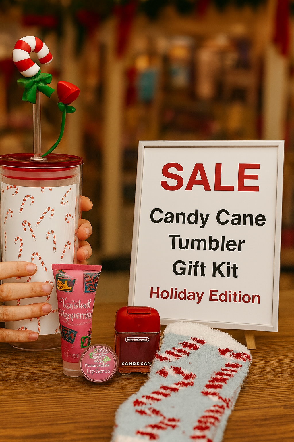 Candy Cane Glass Clear Tumbler Gift Kit – Peppermint Bliss Edition