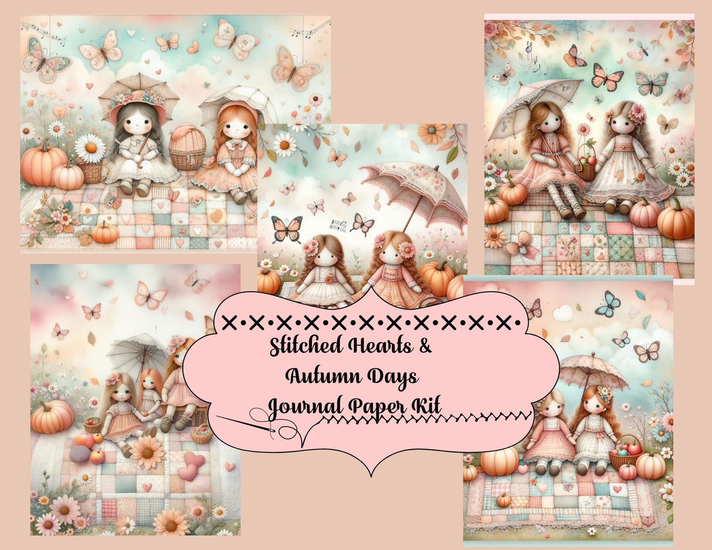 Stitched Hearts & Autumn Days Journal Paper Kit (Physical Item)