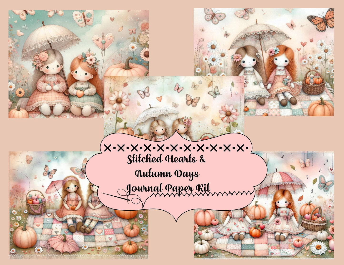 Stitched Hearts & Autumn Days Journal Paper Kit (Physical Item)