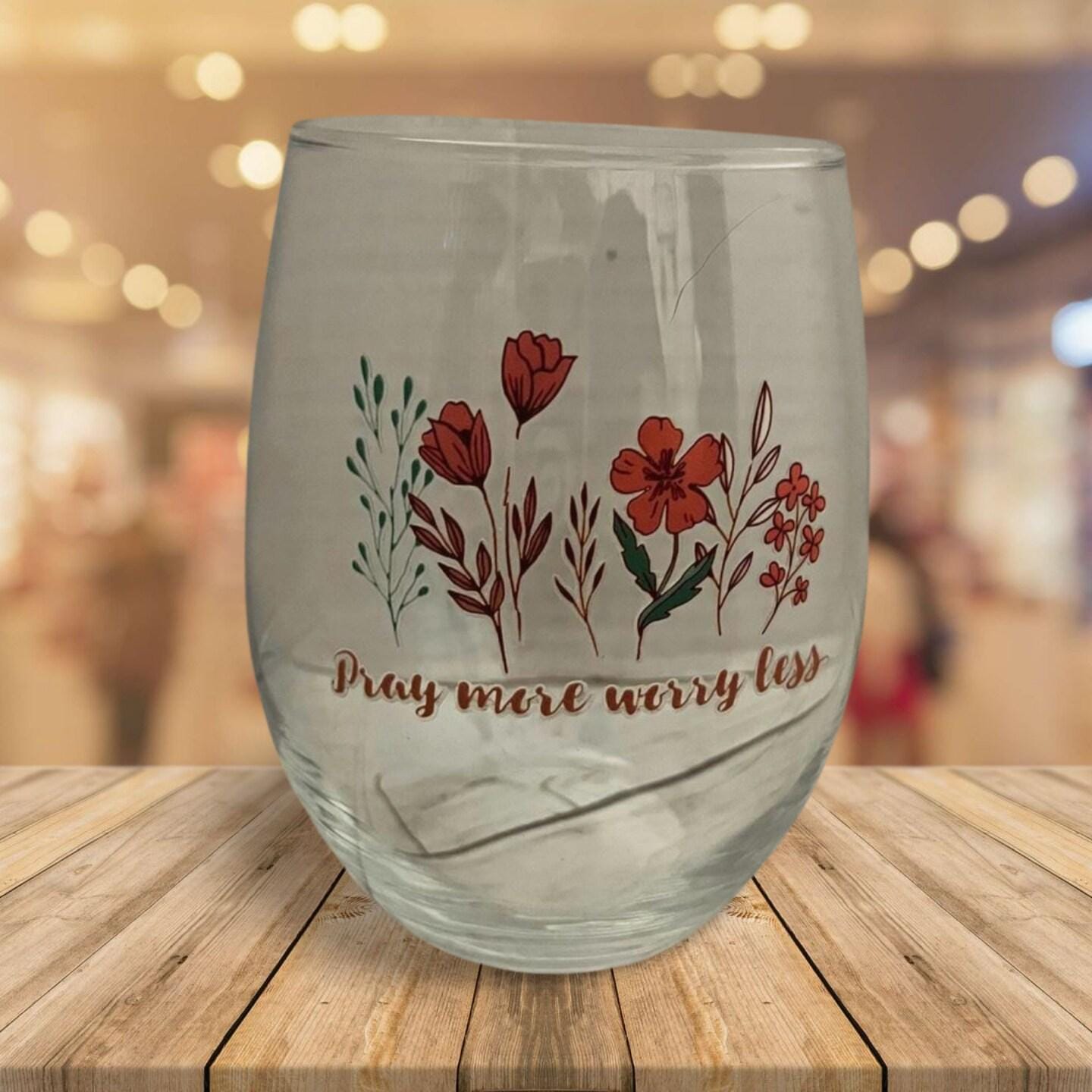 Sip in Style: Elegant Crystal Drinking Glass- Pray More Worry Less