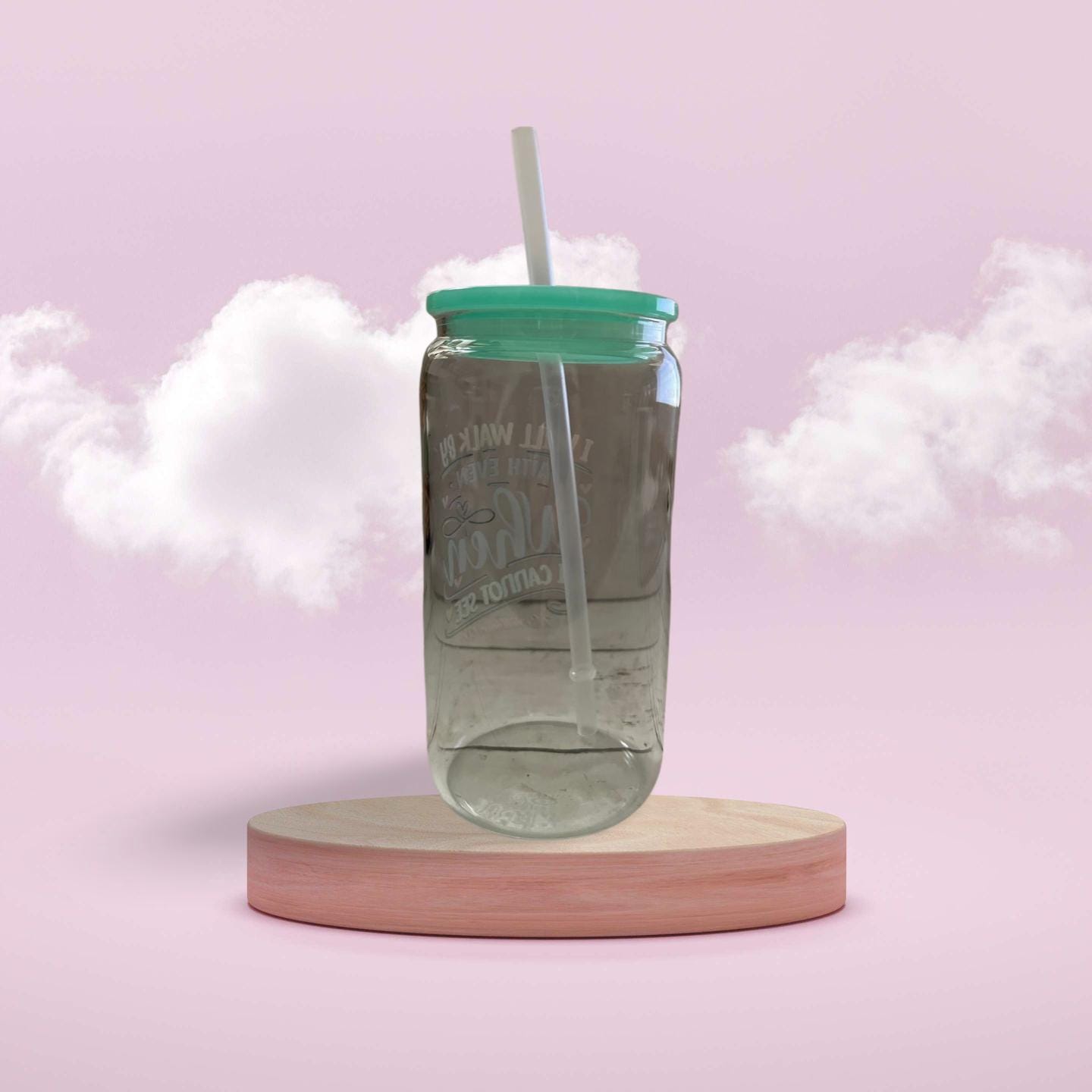 Glass Tumbler with Mint green Lid