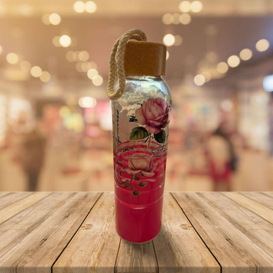 Clear and Hot Pink Glass Tumbler 3- Peace, Love, Joy